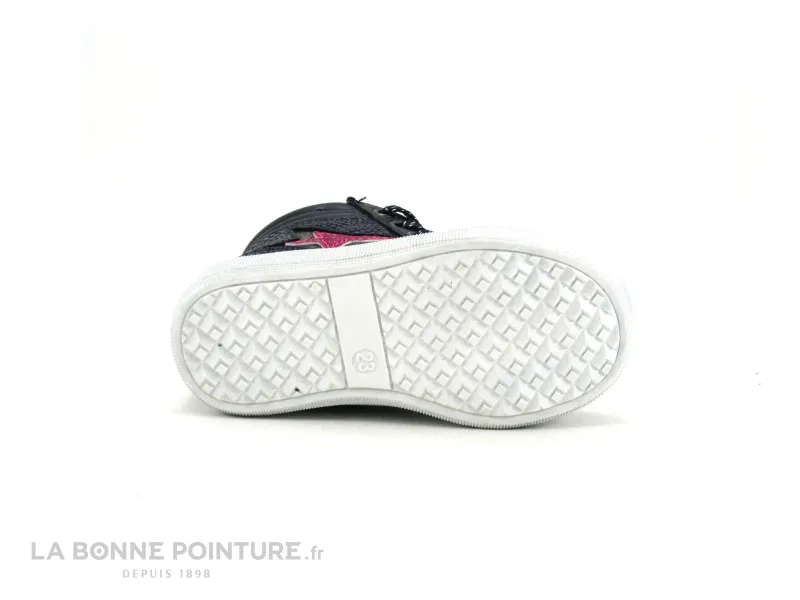 Achat chaussures 3 Pommes Bébé Bottillon, vente 3 Pommes ADENT - Basket montante fille bleu marine - Etoile rose