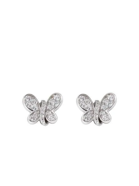 Amen Farfalle Boucles D'oreilles Argent Zircon Blanc Rhodium - Achetez À Prix Outlet!