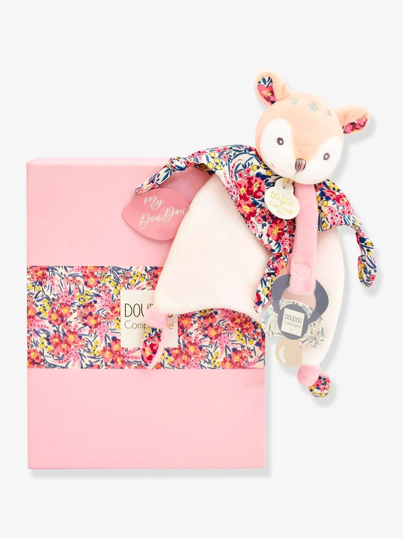 Attache-sucette - DOUDOU ET COMPAGNIE faon rose - Doudou et Compagnie