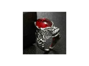 Bague homme monstre pierre rouge