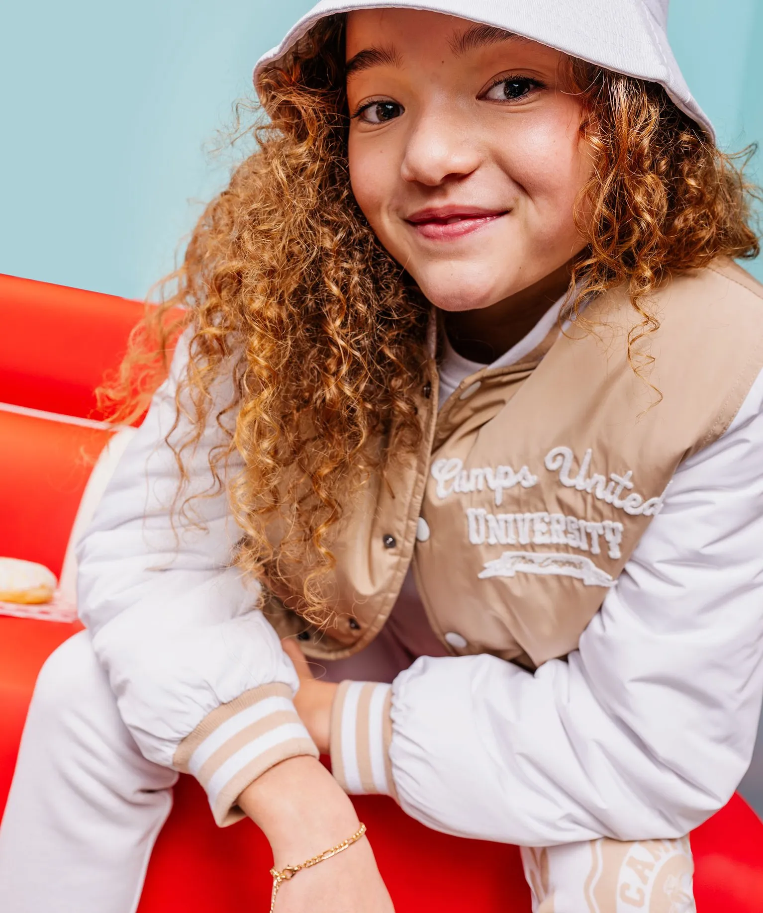 Blouson bomber bicolore fille - Camps United beige