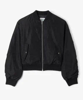 Blouson bomber court fille noir