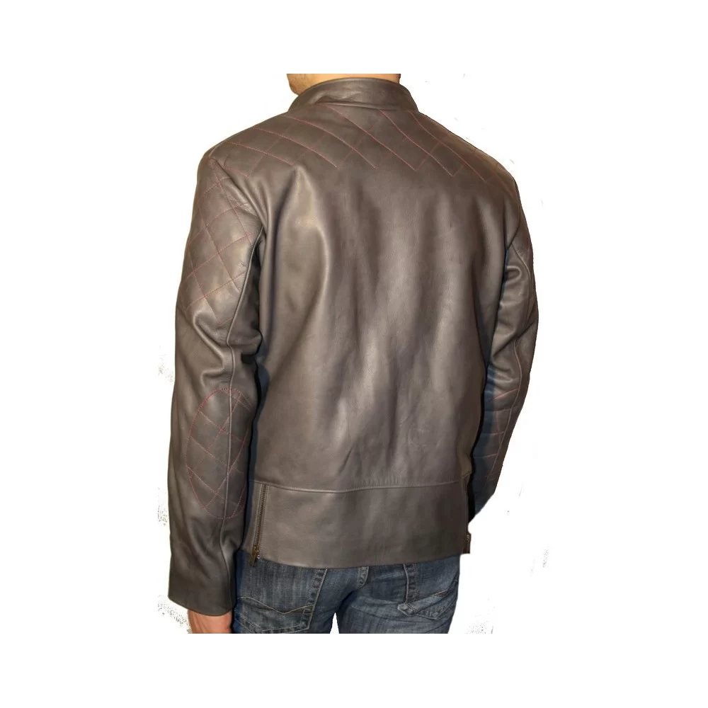 Blouson cuir homme vachette couleur grise modèle Reeve