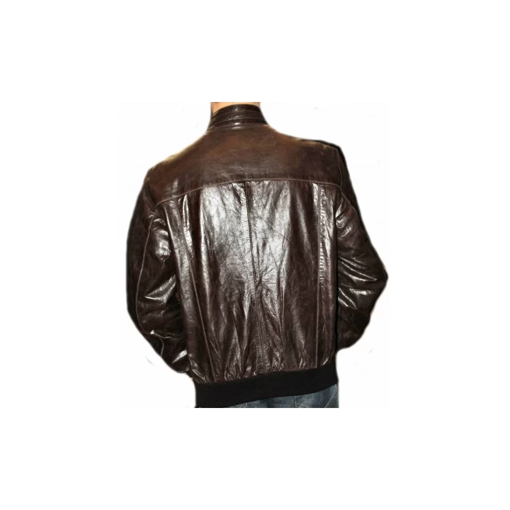 Blouson cuir homme vachette couleur marron modèle Alfredo