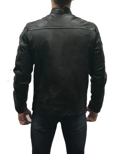 BLOUSON CUIR SCHOTT SPYDER MOTARD BADGE