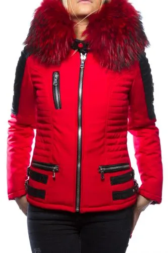 Blouson Femme Horspist Nounou Rouge/Noir Col Rouge 