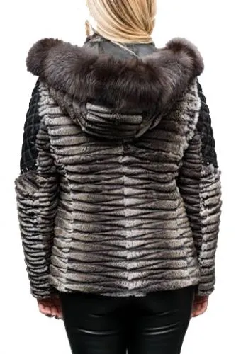 Blouson fourrure lapin rex Giorgio Debbie noir.