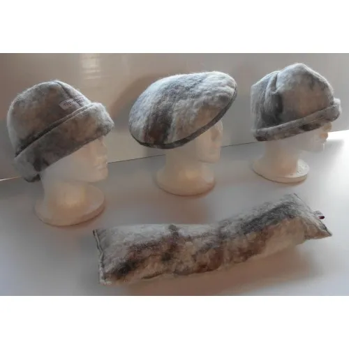 Béret français feutré 100% alpaga naturel : marbré blanc et brun caramel : béret pour femme ou homme