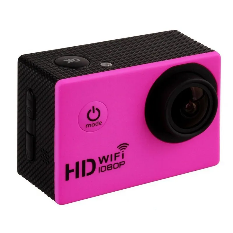 Caméra sport WiFi embarquée plongée 12MP HD 1080P Rose 4 Go