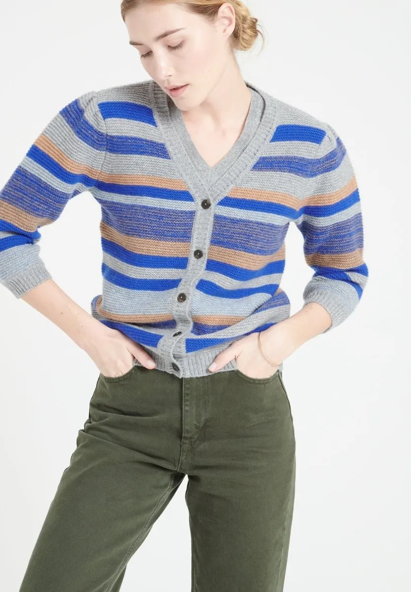 Cardigan col V cachemire 6 fils multicolore femme - MIA 11