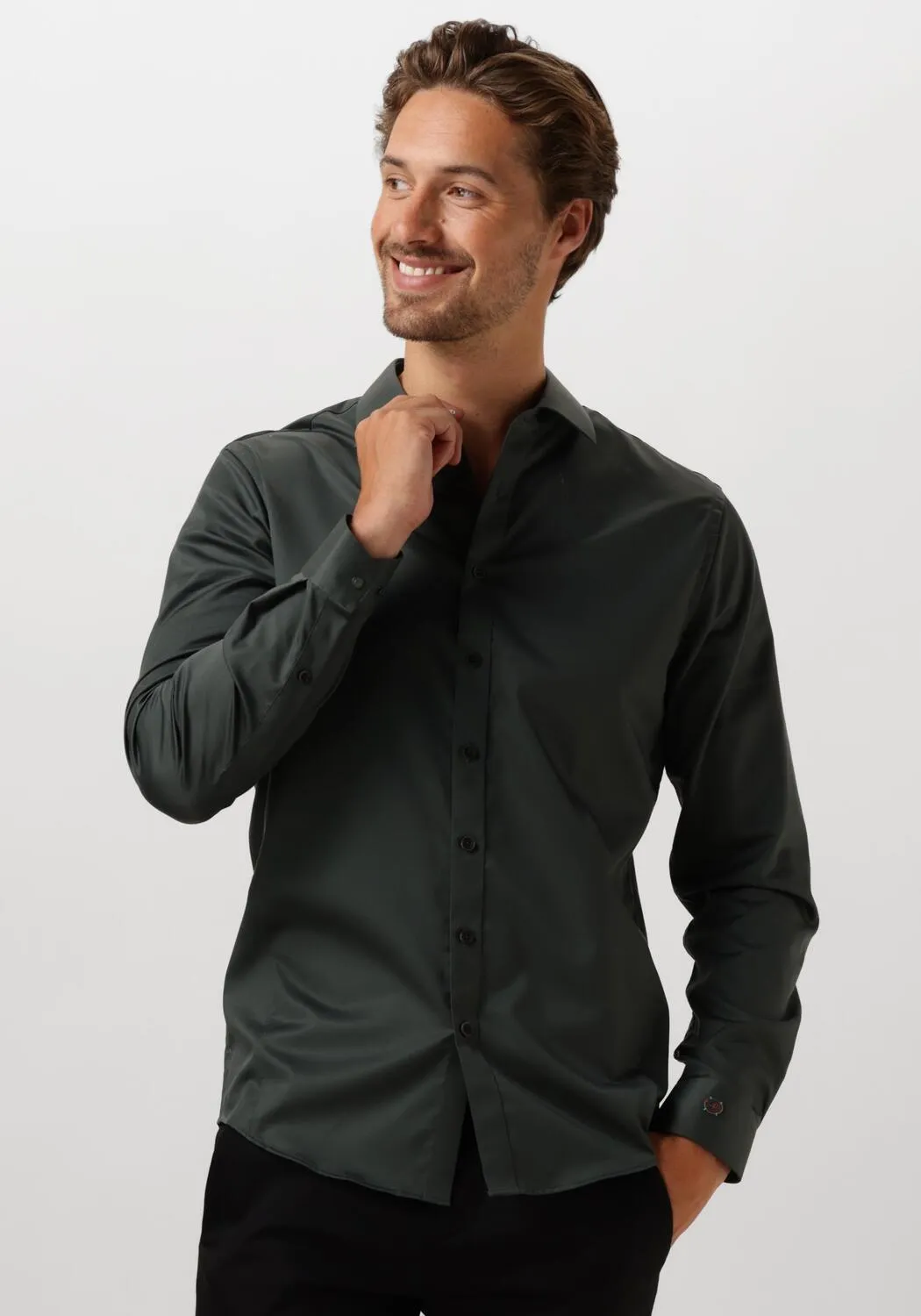 cast iron chemise classique long sleeve shirt ctn comfort sateen en vert