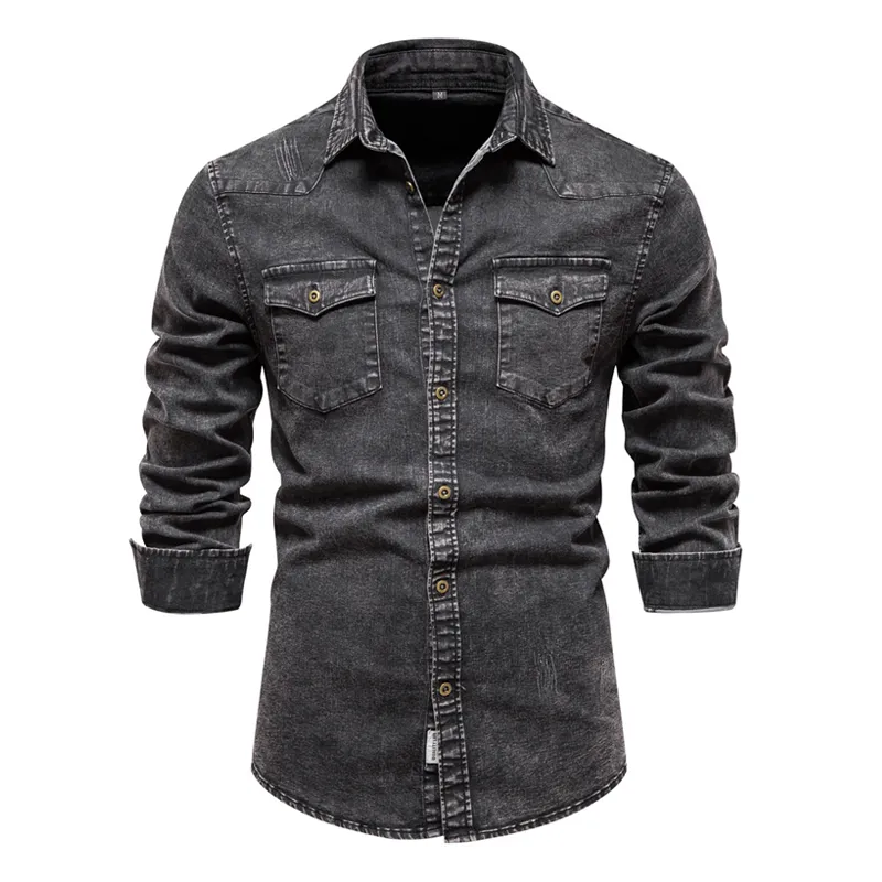 Chemise en jean délavé à revers année 90