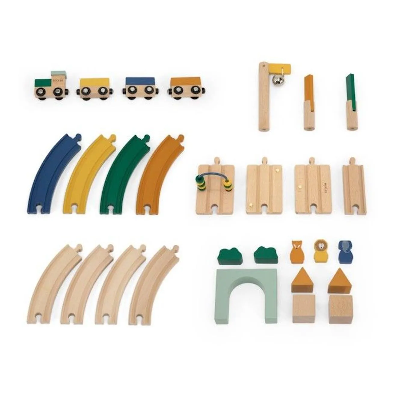Circuit de train en bois FSC - Trixie orange - 