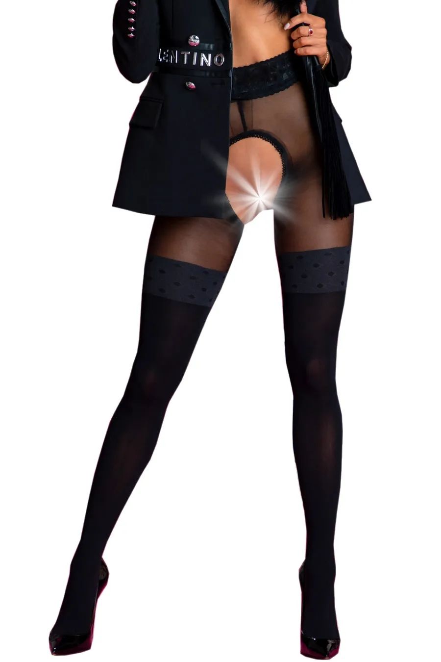 Collant Sexy Femme Ouvert à l'entrejambe - Noir - Secretary Amour