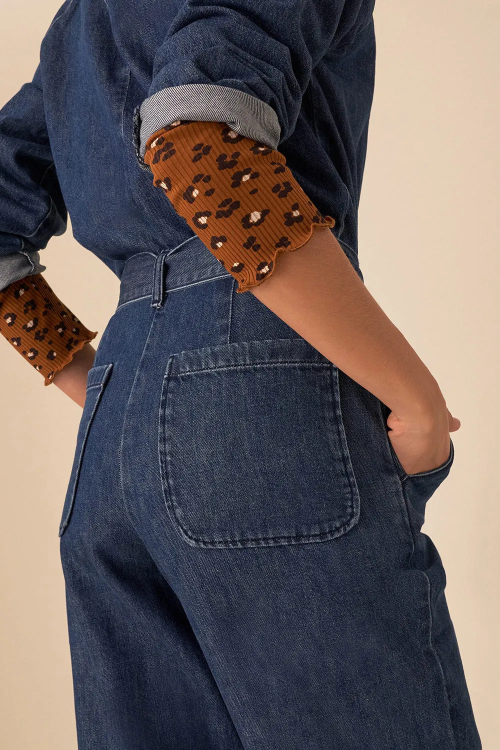 combi pantalon loustik denim bleu stone