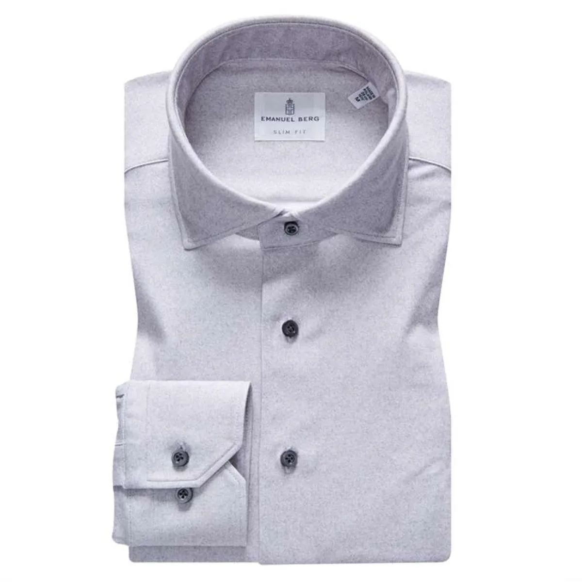 Emanuel Berg - Byron - Chemise manches longues unie Albini 4Flex - Modern Fit - Gris