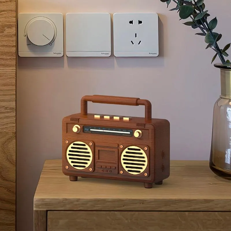 Enceinte Bluetooth Rétro Rose USB Radio FM Portable