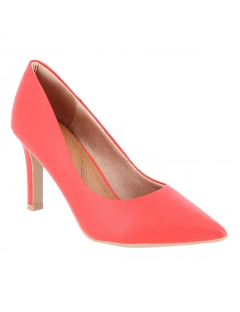 escarpins confort extra bouts pointus cuir rouge orangé 09 cm