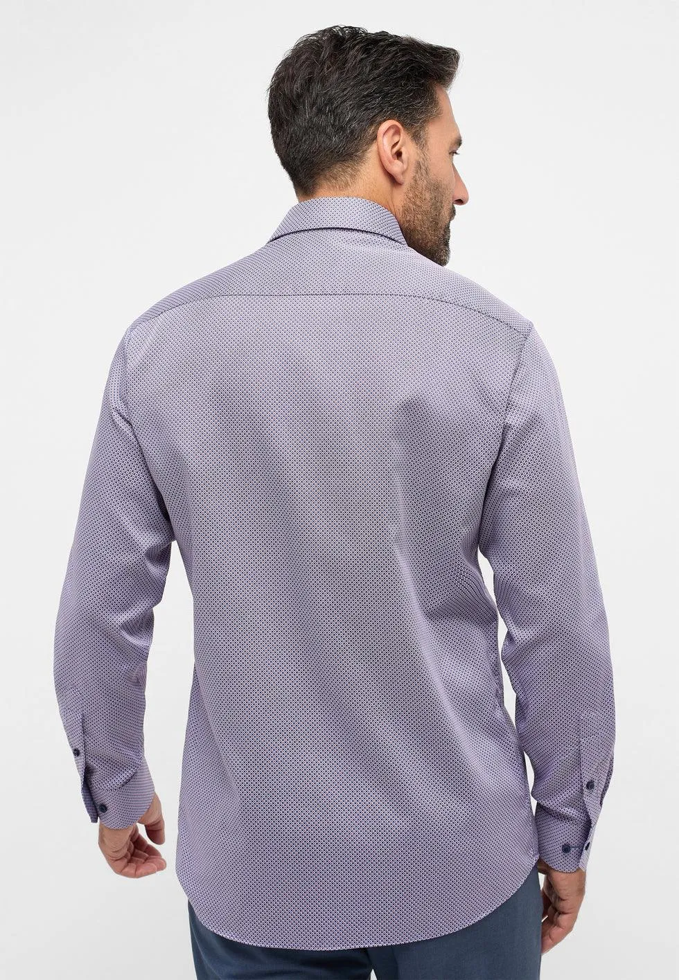 ETERNA - Chemise motifs manches longues Modern Fit - Marine/Rouge