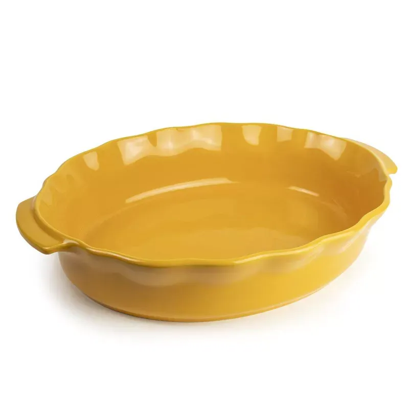 FESTONNEE Plat à Four en Céramique ovale 38 cm BRETAGNE CERAMIQUE INDUSTRIE Jaune safran