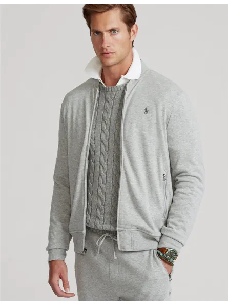 Gilet zippé baseball en jersey Polo Ralph Lauren gris chiné
