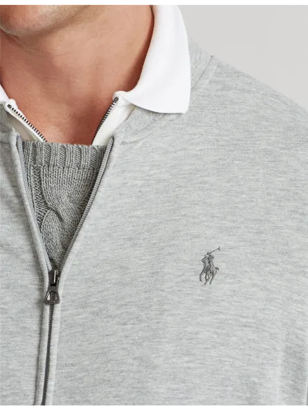 Gilet zippé baseball en jersey Polo Ralph Lauren gris chiné