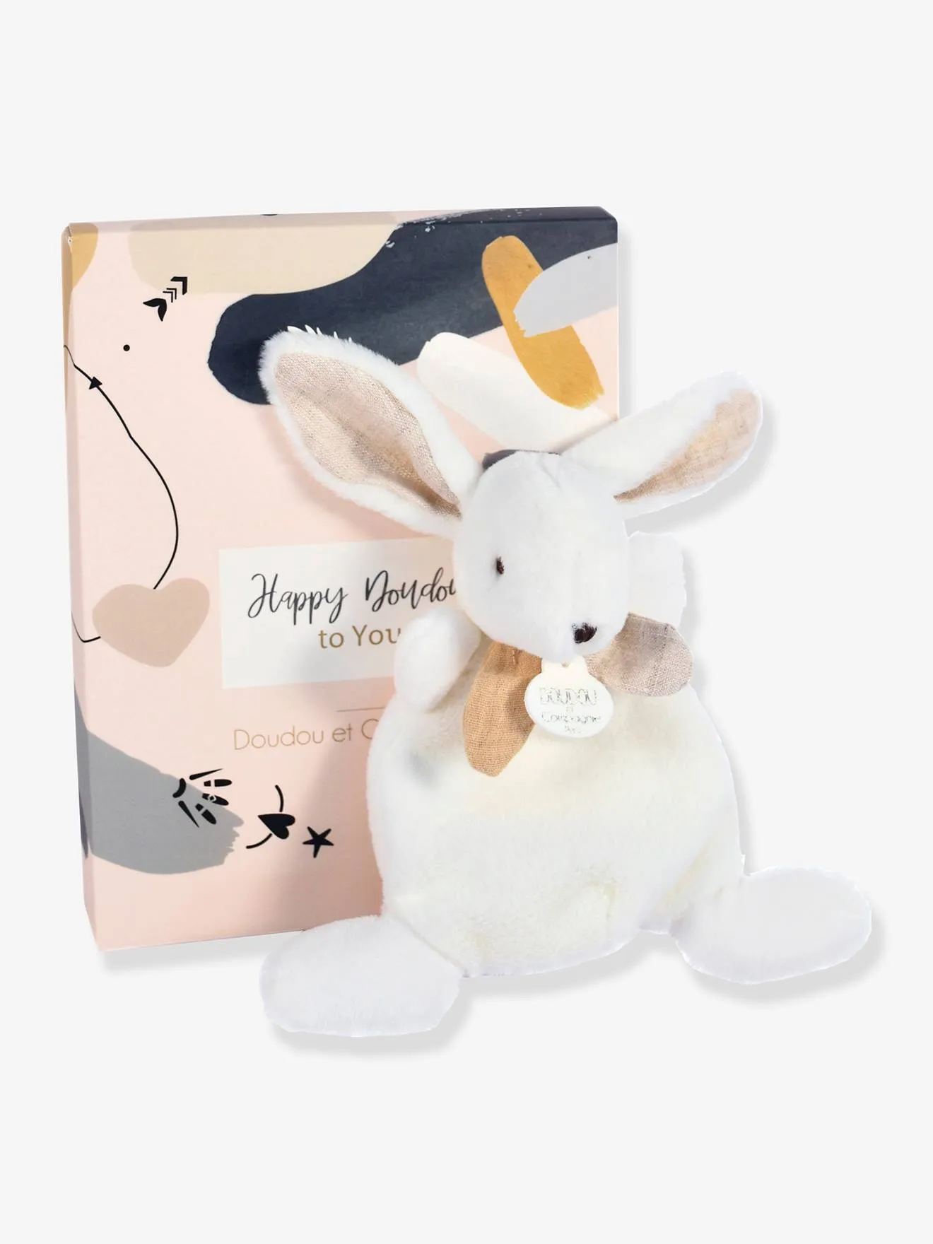 Happy doudou plat 17cm - DOUDOU ET COMPAGNIE boho rose - Doudou et Compagnie