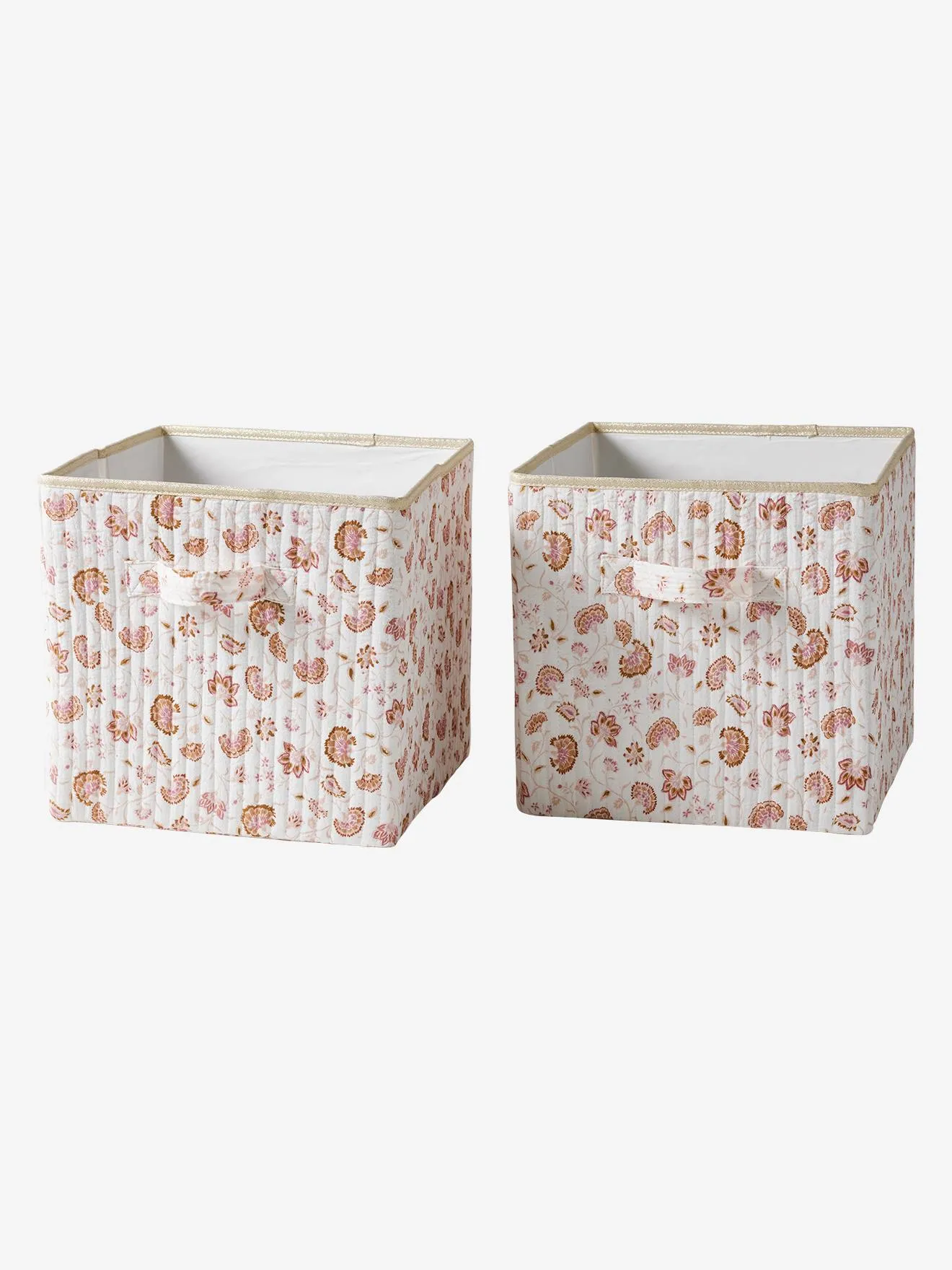 Lot de 2 bacs de rangement imprimé fleurs Indiennes Folk rose imprimé - Vertbaudet