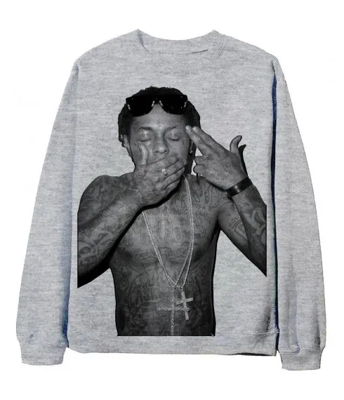 MAGIC CUSTOM - SWEAT COL ROND CREWNECK LIL WAYNE GUN N&B
