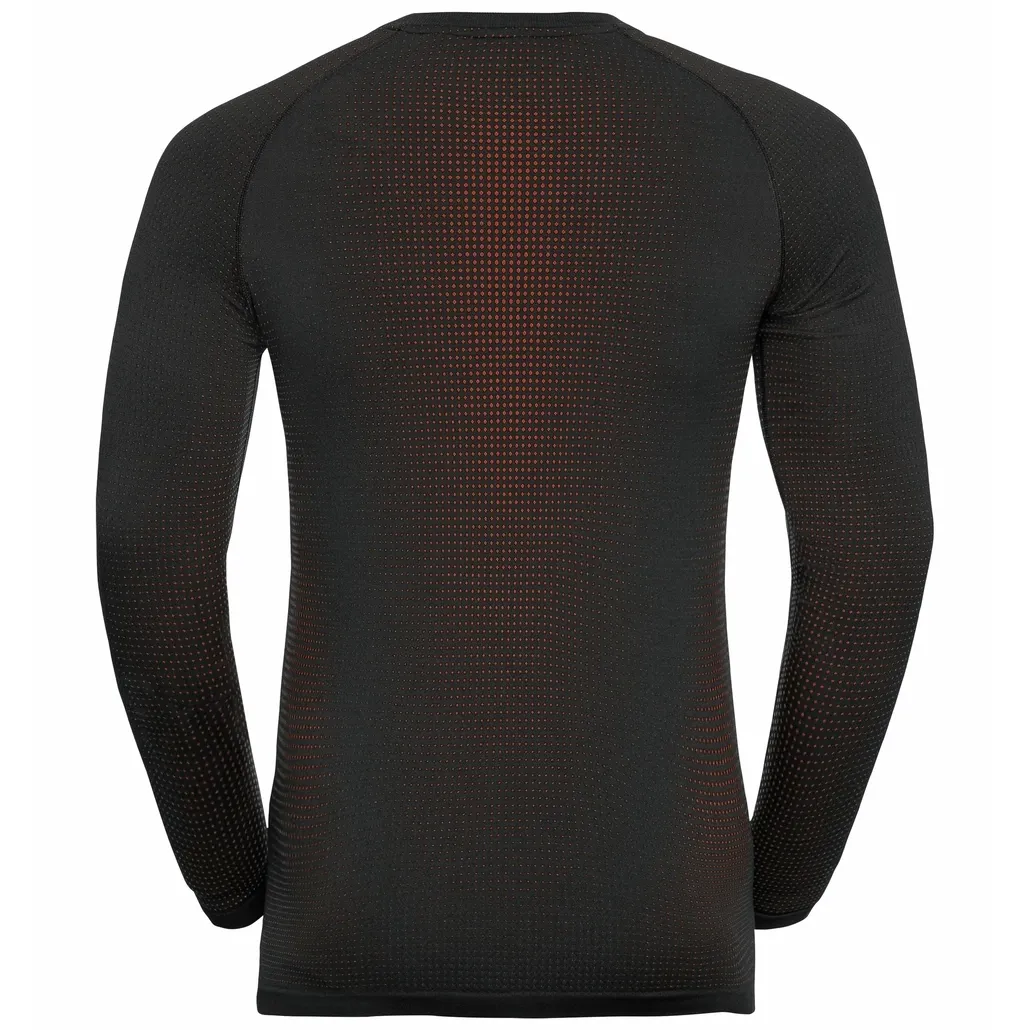 Maillot de Corps Odlo Men BL Top Crew Neck LS Performance Warm Eco Black Orange