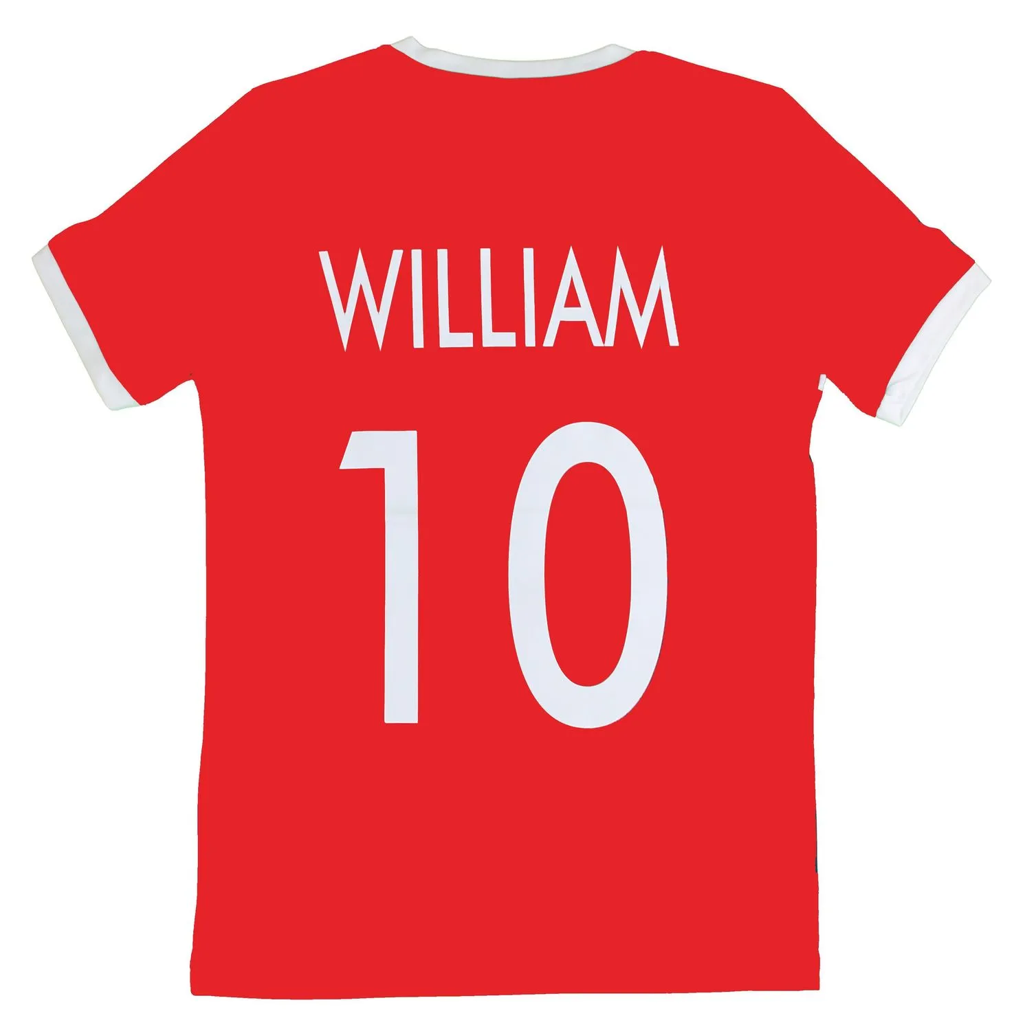 Maillot foot enfant personnalisé avec votre prénom - rouge et blanc 