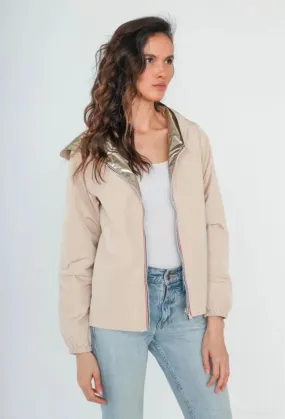 Manteau court imperméable beige réversible doré Melya Melody Curvy