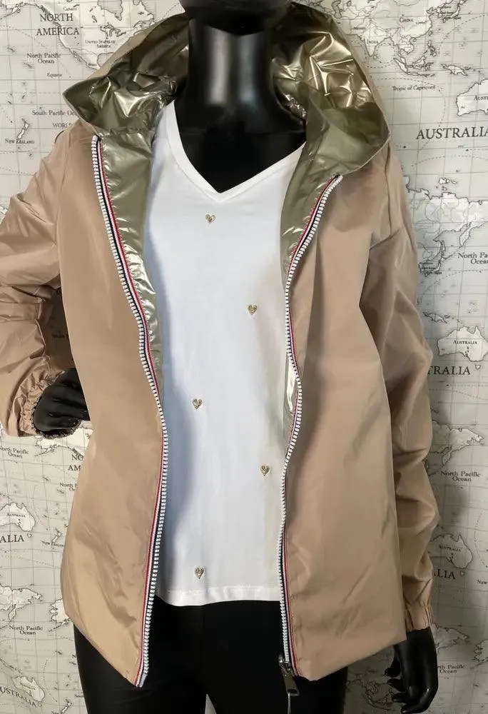 Manteau court imperméable beige réversible doré Melya Melody Curvy