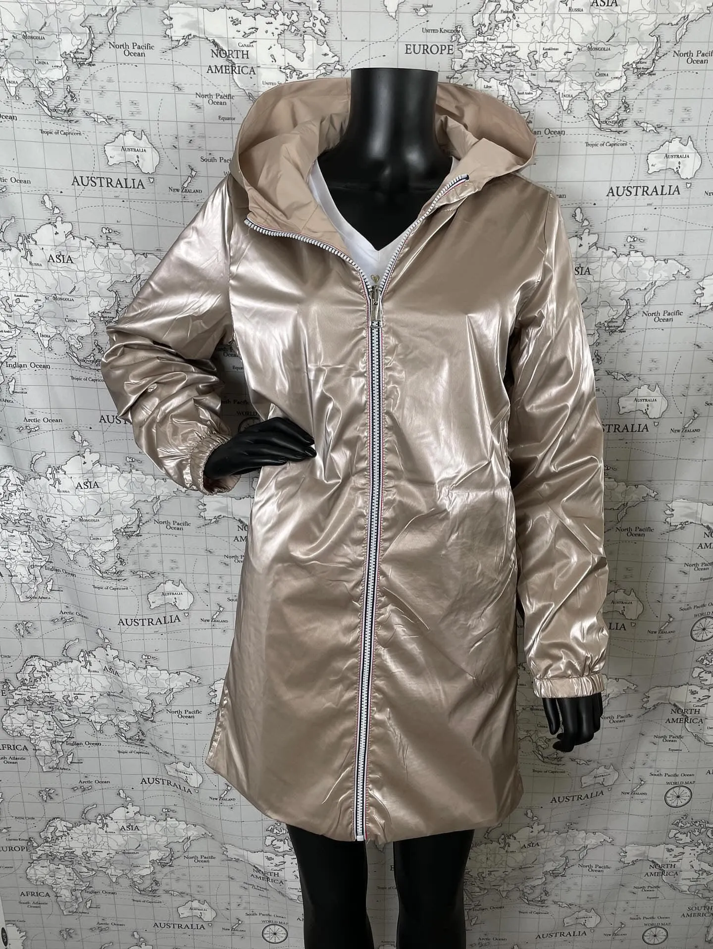Manteau long réversible imperméable Melya Melody beige doré Curvy