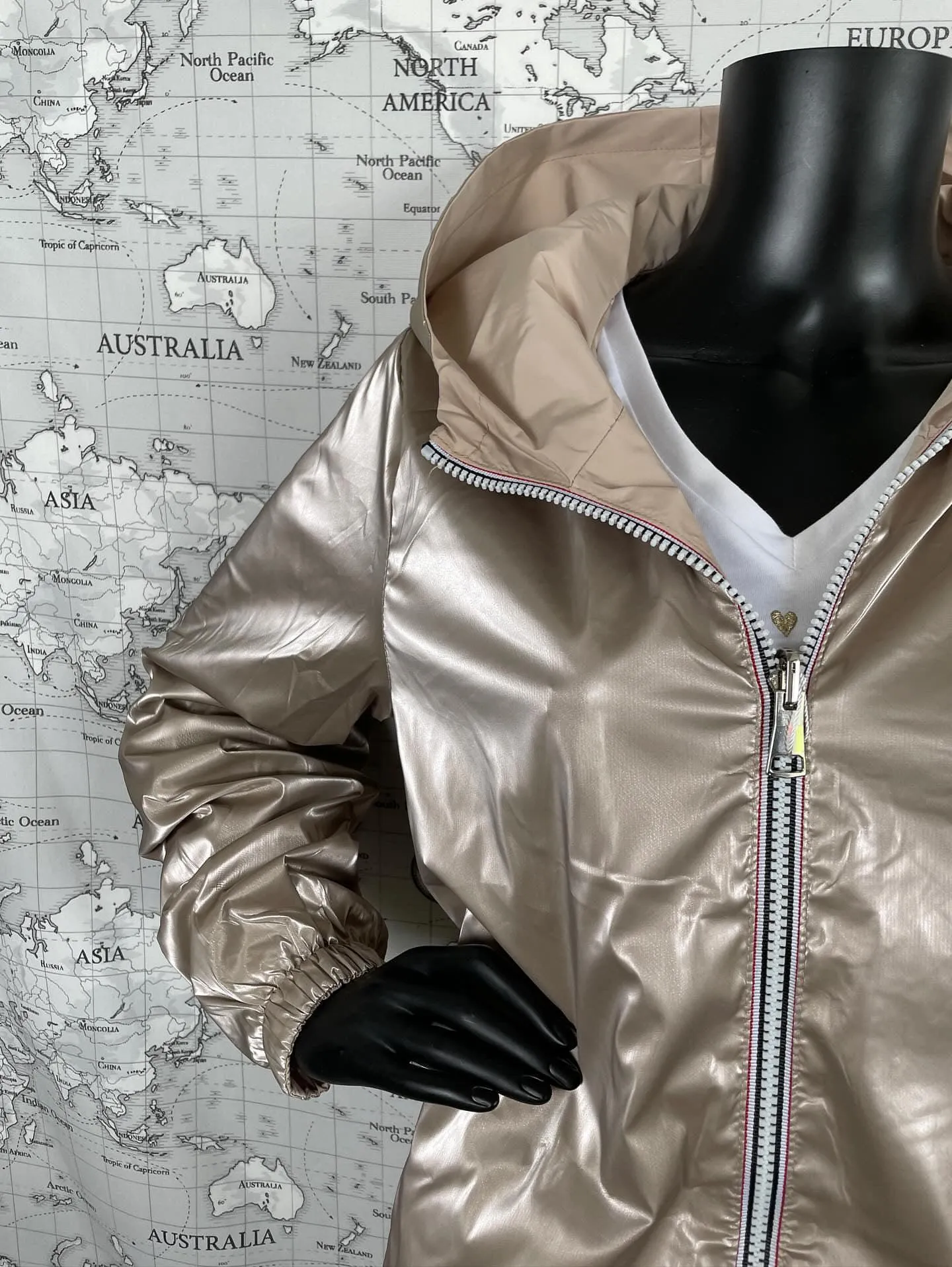 Manteau long réversible imperméable Melya Melody beige doré Curvy
