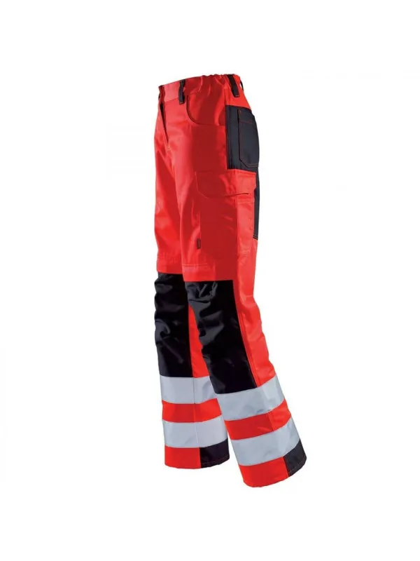 Pantalon haute visibilité femme rouge hivi et noir tara