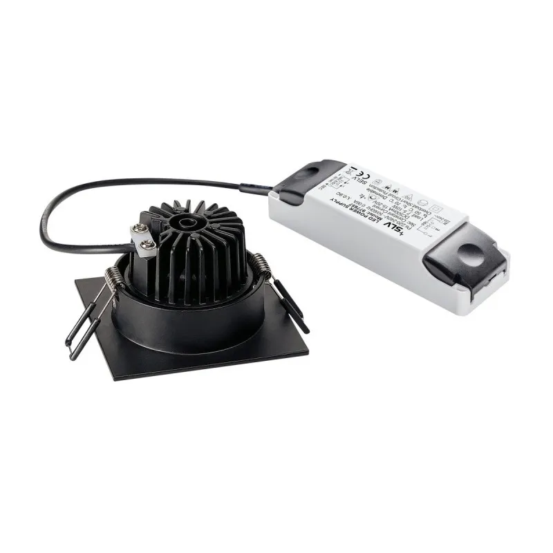 PATTA-I encastré plafond carré noir 12W 3000K 38d alim incluse (114430)