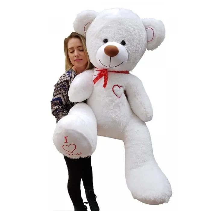 Peluche Teddy Bear 75+85 blanc-rouge - VELINDA - Jouet en peluche - Mixte - 41x45x64cm