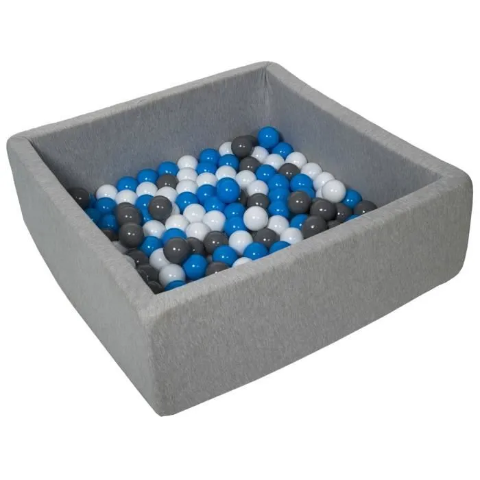 Piscine à balles pour enfant - Velinda - 24171 - Dimensions 90x90 cm - 150 balles blanc, bleu, gris
