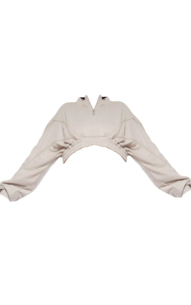 Plus Sweat court gris liseré à détail zip