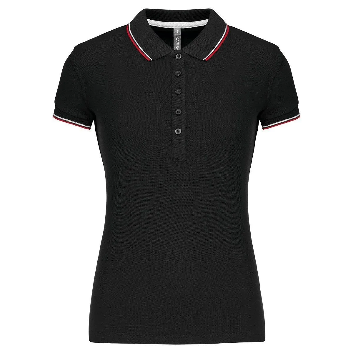 Polo manches courtes - Femme - K251 - noir - rouge - blanc 