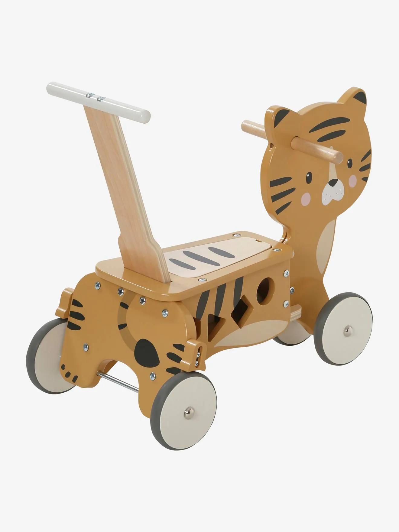 Porteur chariot de marche 2 en 1 en bois FSC® rose - Vertbaudet