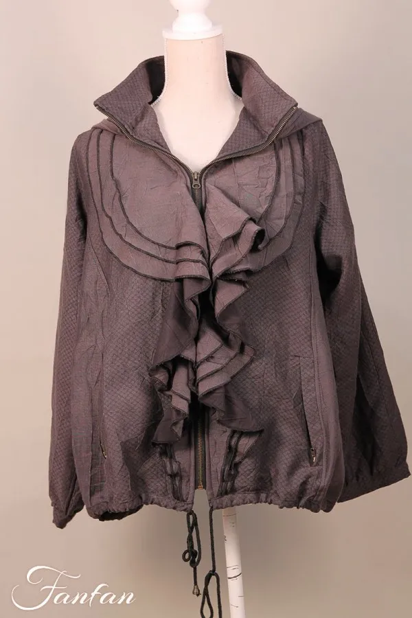 Prisa Blouson à capuche et jabot gris 2751B