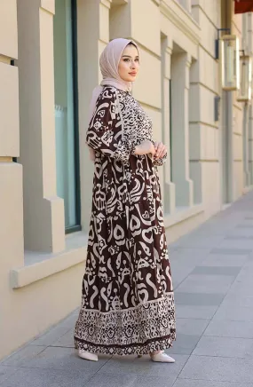 Robe A Motifs 4101-02 Marron 4101-02