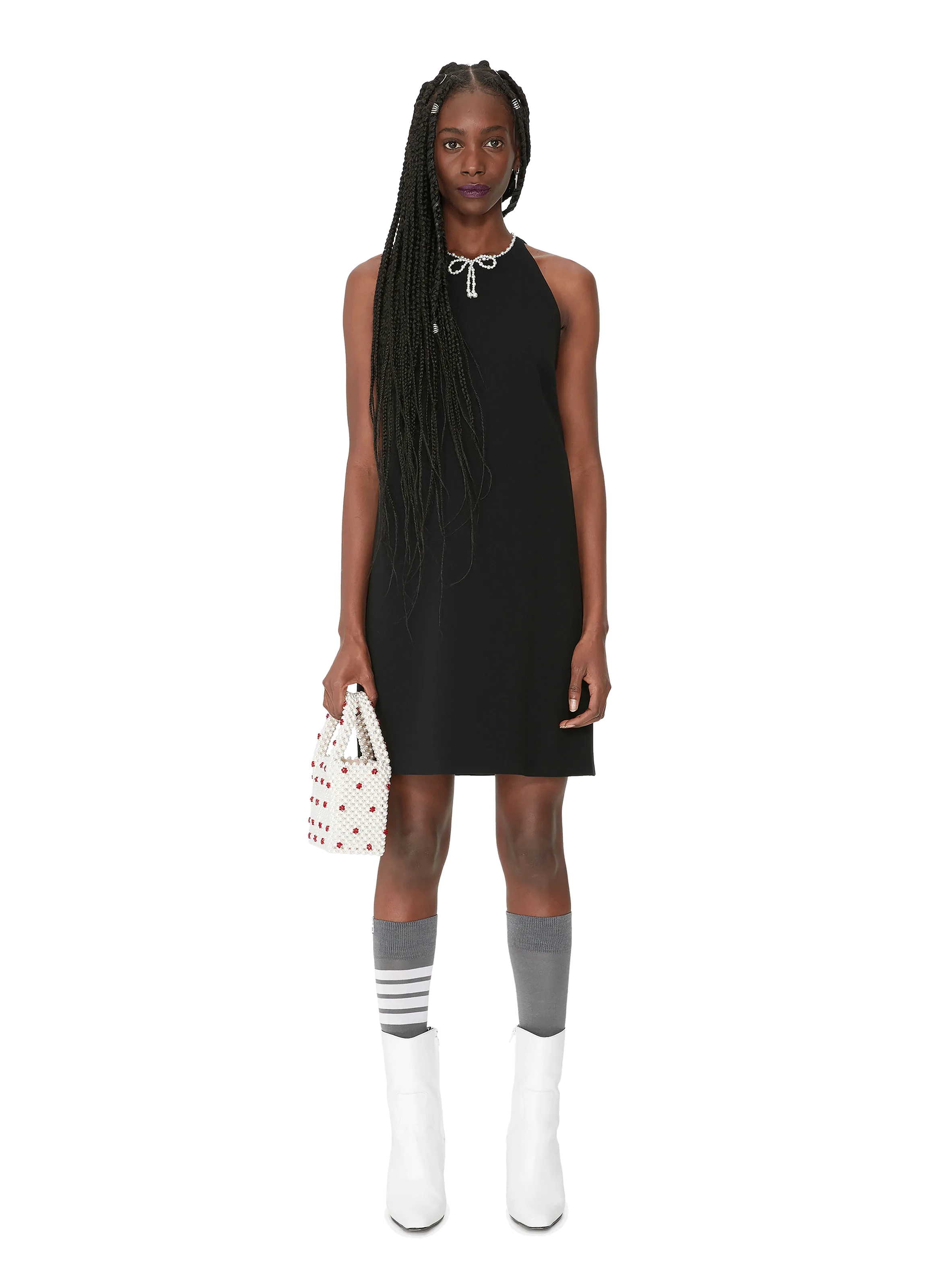 ROBE COURTE EN VISCOSE ET PERLES - MIU MIU pour FEMME | Printemps