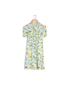Robe en soie à col montant