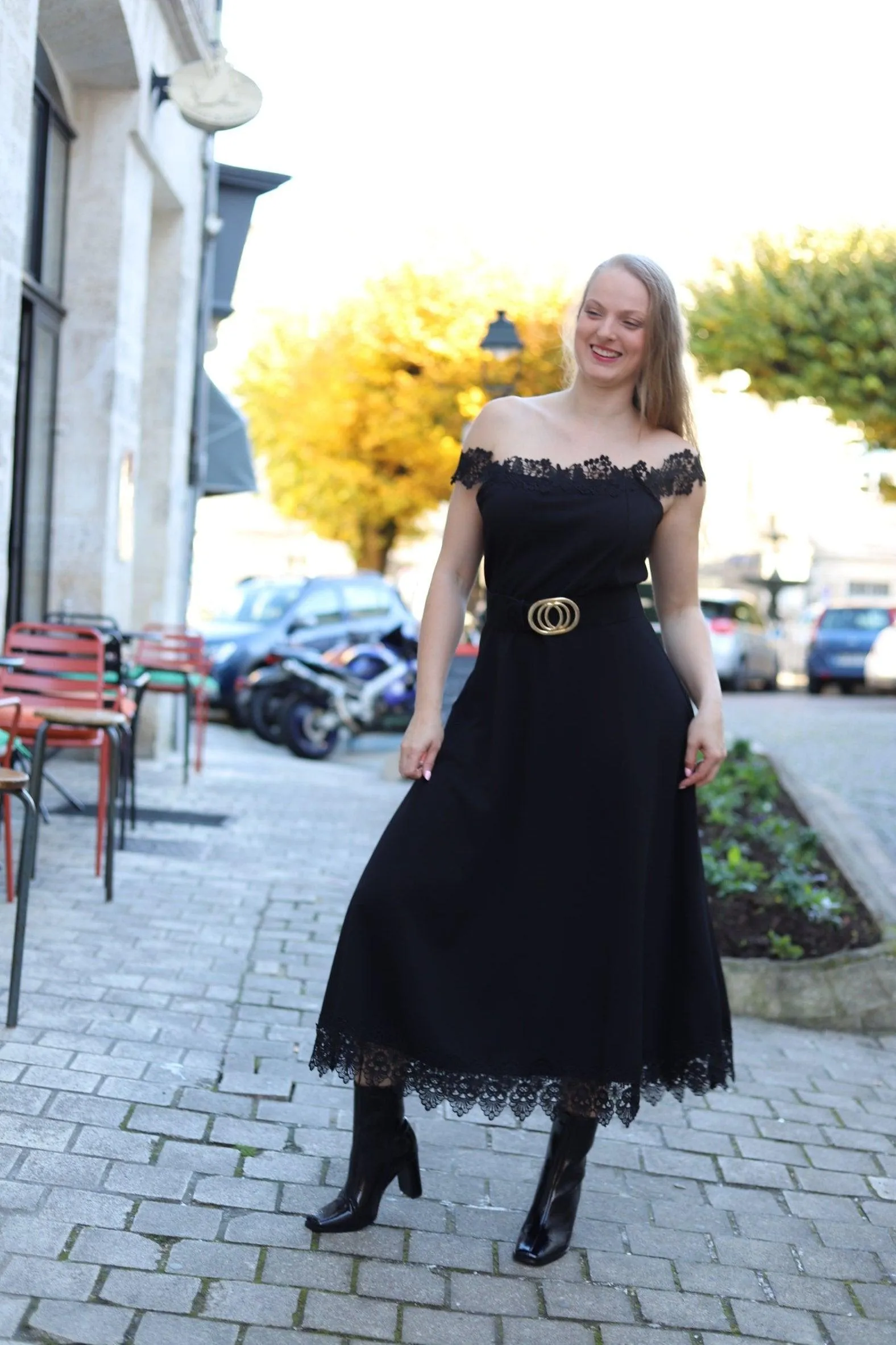 Robe Longue à Dentelle Patineuse