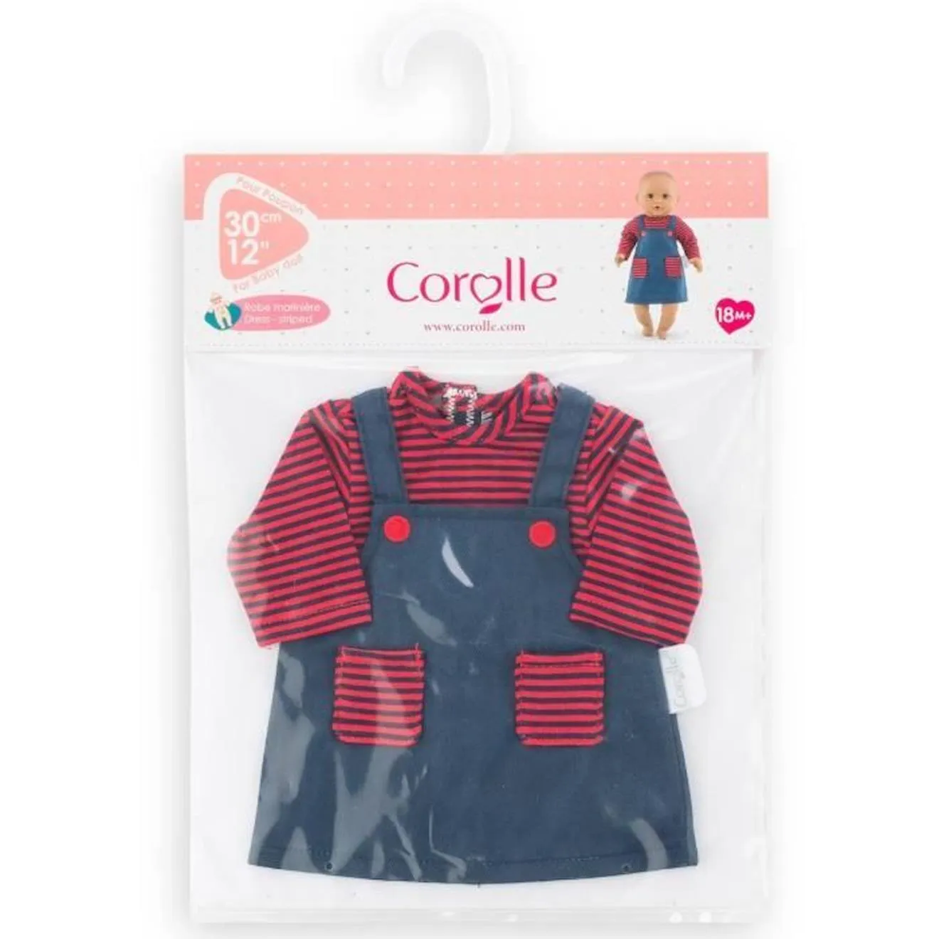 Robe Marinière COROLLE pour poupon 30 cm dès 18 mois - Bleu et rouge bleu - Corolle