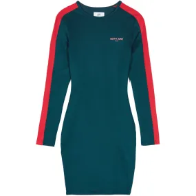 Robe moulante bandes vert rouge