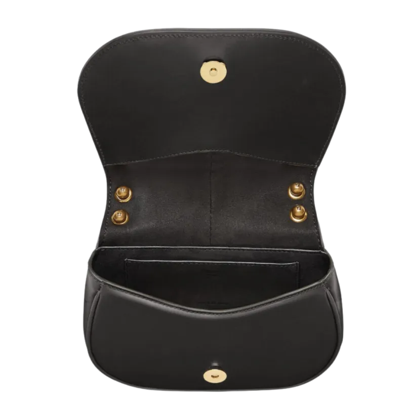 Sac C'MON petit format cuir noir rabat logo FF Or